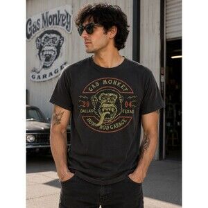 Gas Monkey Garage Dallas Texas 2004 Monkey Logo Graphic T-Shirt Black Hot Rod XL